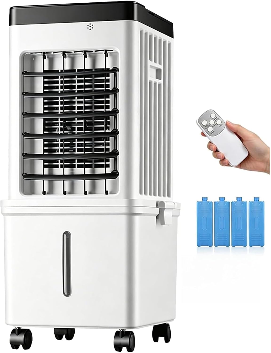 Rafraîchisseur d'air, Réservoir 15 L, Télécommande, Blanc/Noir, 3 Vitesses, 3 Modes, 65 W, Oscillation 120°, Minuterie