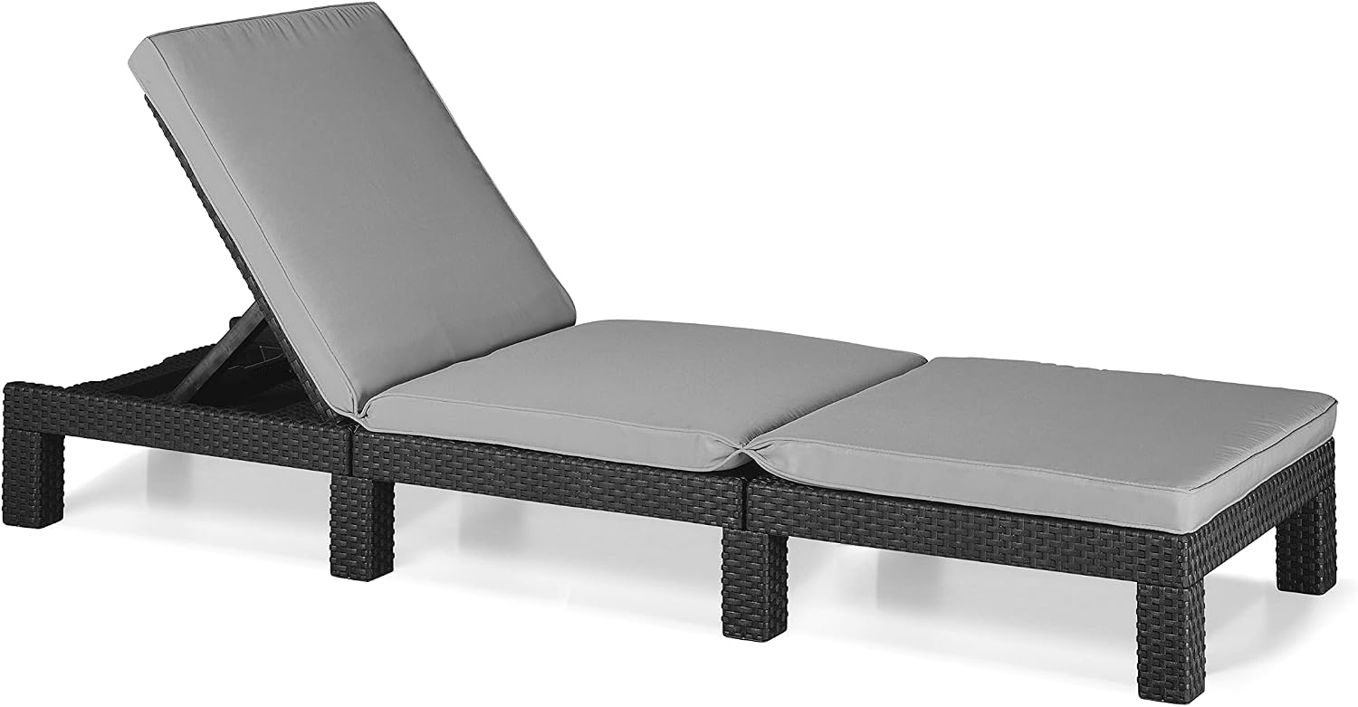 Keter, Bain de soleil, 22 x 195 x 65 cm, Gris/Noir, Gris, Chaise Longue Daytona SL, Plastique, Graphite