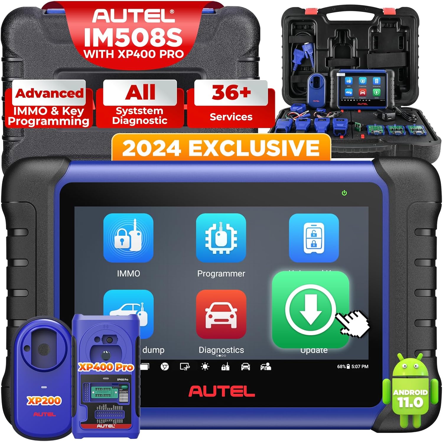 Autel IM508S XP400 Outil diagnostics pour système de moteur OBD-II, 40+ Service, Noir/Bleu, Bidirectionel