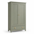 Armoire en bois vert avec 2 portes battantes et tiroir