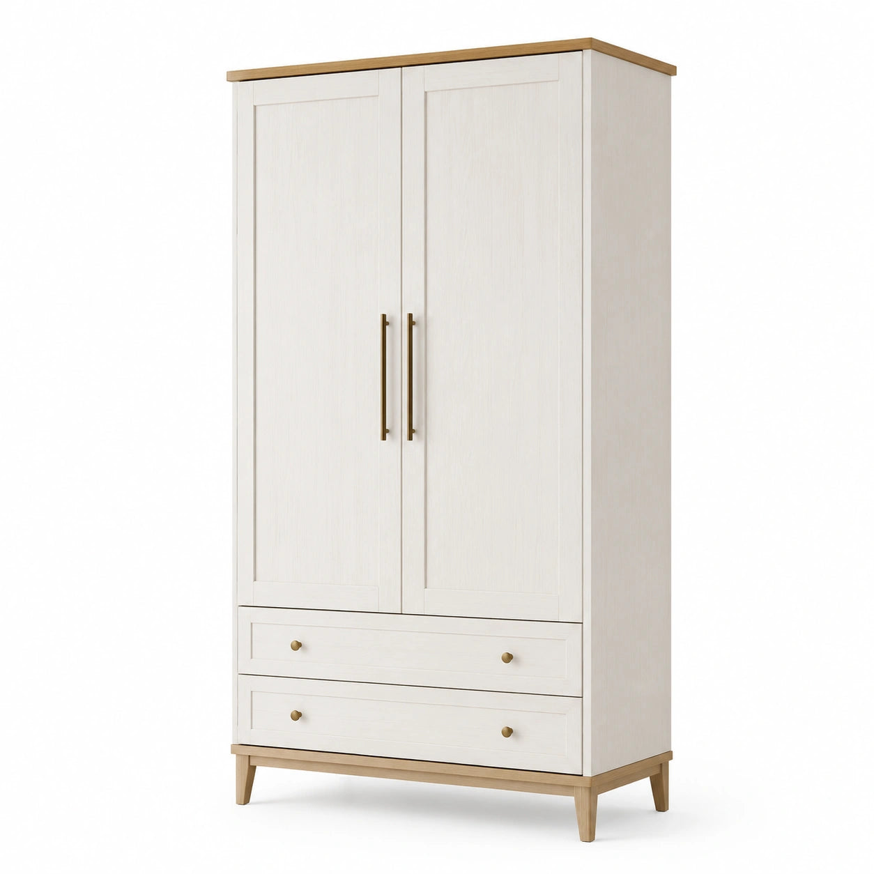 Armoire en bois avec deux portes et tiroirs