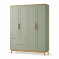 Armoire en bois avec poignées en métal vert olive