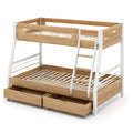 Lit superposé en bois de pin avec échelle 200x90 cm en blanc et naturel