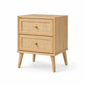 Table de chevet en bois MDF blanc avec détails dorés 50x40x60 cm