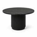 Table ronde en travertin beige, diamètre 120 cm