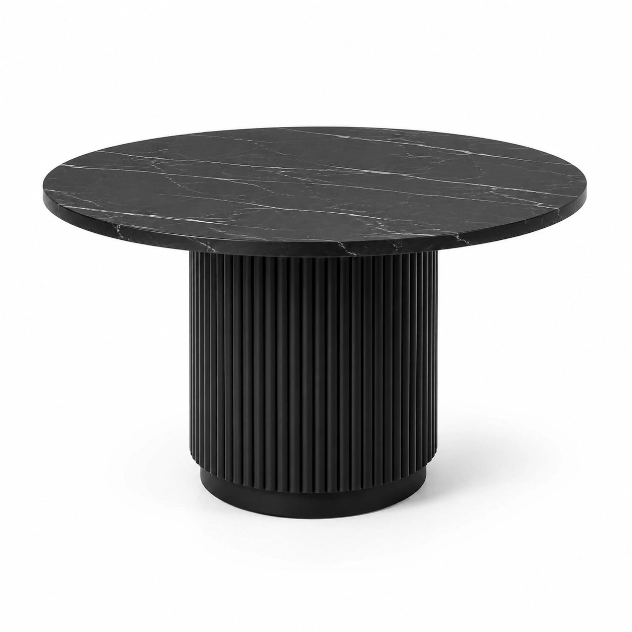 Table ronde en travertin beige, diamètre 120 cm