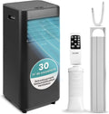 SereneLife Climatiseur Mobile 9000 BTU 2, 0 kW, Silencieux 54 dB, Télécommande et Kit Fenêtre, Noir/Blanc, Climatiseur Portable avec Évacuation