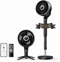 DREO Ventilateur Intelligent sur Pied pour Chambre, 12 Vitesses, Télécommande, Noir, 6 Modes, 20 dB, Oscillation 3D 150°+100°, Minuterie 12 h