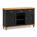 Buffet en bois avec 3 tiroirs et 2 portes noir et chêne