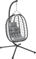 Siège suspendus, Hauteur réglable, intérieur et extérieur, Cadre en Acier – Outsunny, Gris, Fauteuil Oeuf Suspendu