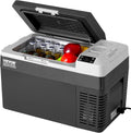Glacière à Zone Unique, Mini Frigo de Voiture 12/24 V CC et 100-240 V CA, Réfrigérateur Portable à Compression 25 L – VEVOR, Noir/Gris