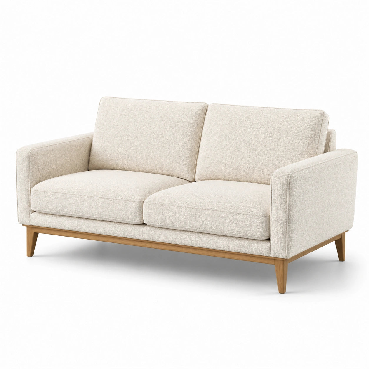 Canapé 2 places en tissu avec pieds en bois chêne 150 cm