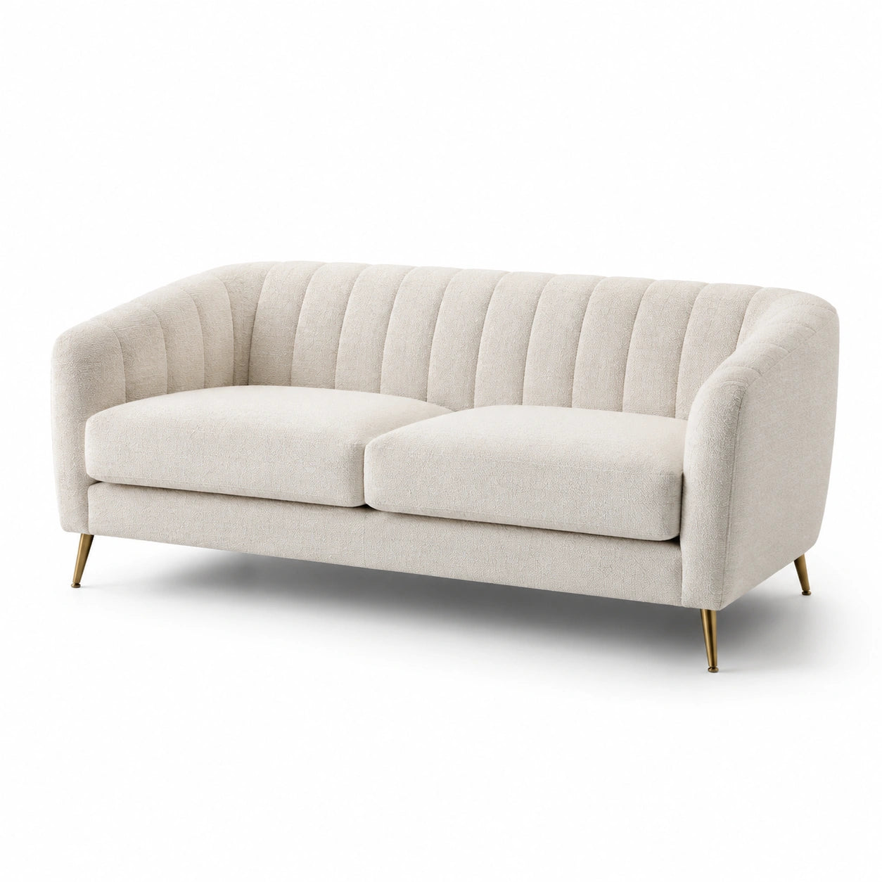 Canapé en tissu beige avec pieds en métal doré 180x85x75cm