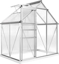 Serre de Jardin 2, 5 m2 en Aluminium Polycarbonate avec Fondation, Abri Extérieur Résistant aux Intempéries, 192, 5 x 131 x 200 cm – Outsunny, Argent