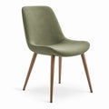 Chaise en tissu polyester vert avec pieds en bois massif