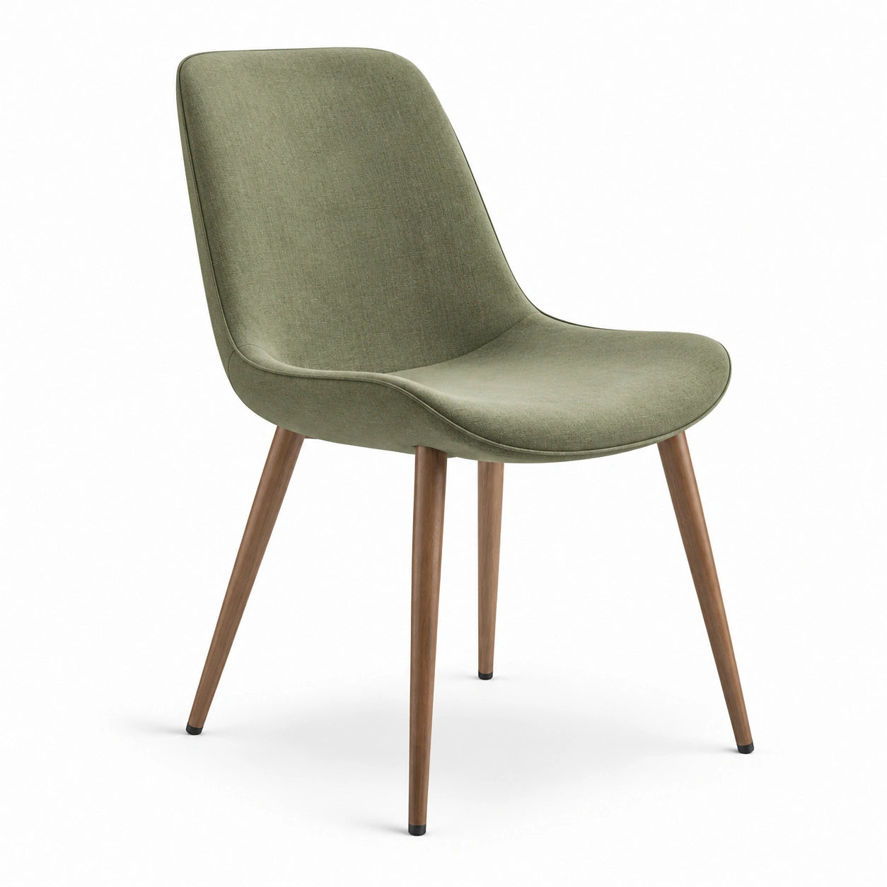 Chaise en tissu polyester vert avec pieds en bois massif