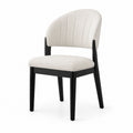Chaise en bois et tissu polyester beige, 80 x 50 x 55 cm