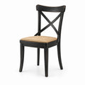 Chaise en bois noir avec assise en tissu beige