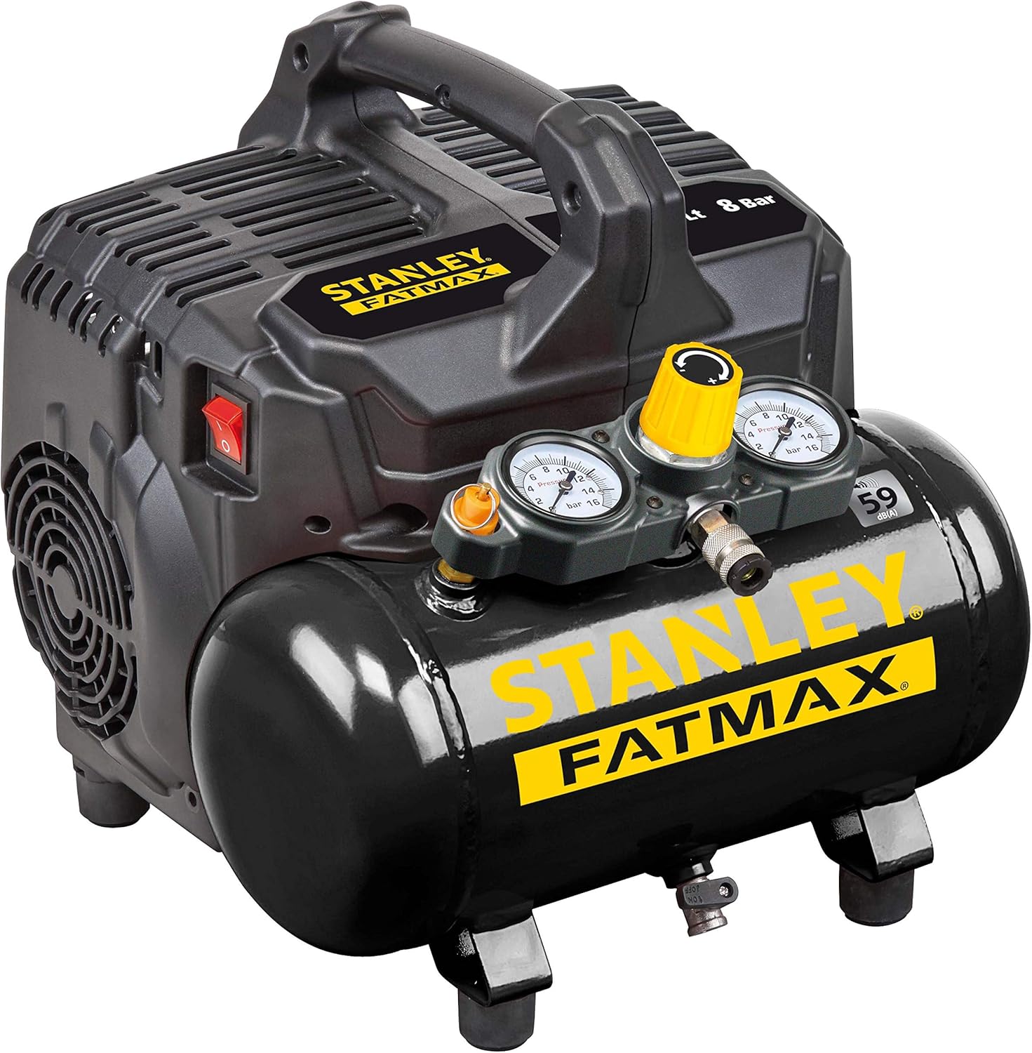Compresseur FATMAX DST 101/8/6 FMXCM00, Compresseur d'air portable et pour voiture 8 bars, 6 L, Sans huile – STANLEY, 105 l/min, IP43-1450 tr/min