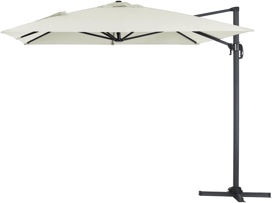 Parasol Jardin déporté alu Sun 4' 3 x 4 m – Habitat et Jardin, Écru/Noir, Ecru