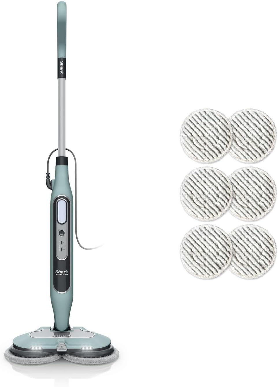 Balai vapeur, 3 réglages vapeur – Shark, Gris/Blanc, 2 tampons rotatifs, S8201EUCP, blanc et gris, assainit