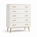 Commode en bois avec poignées en métal doré - Blanc