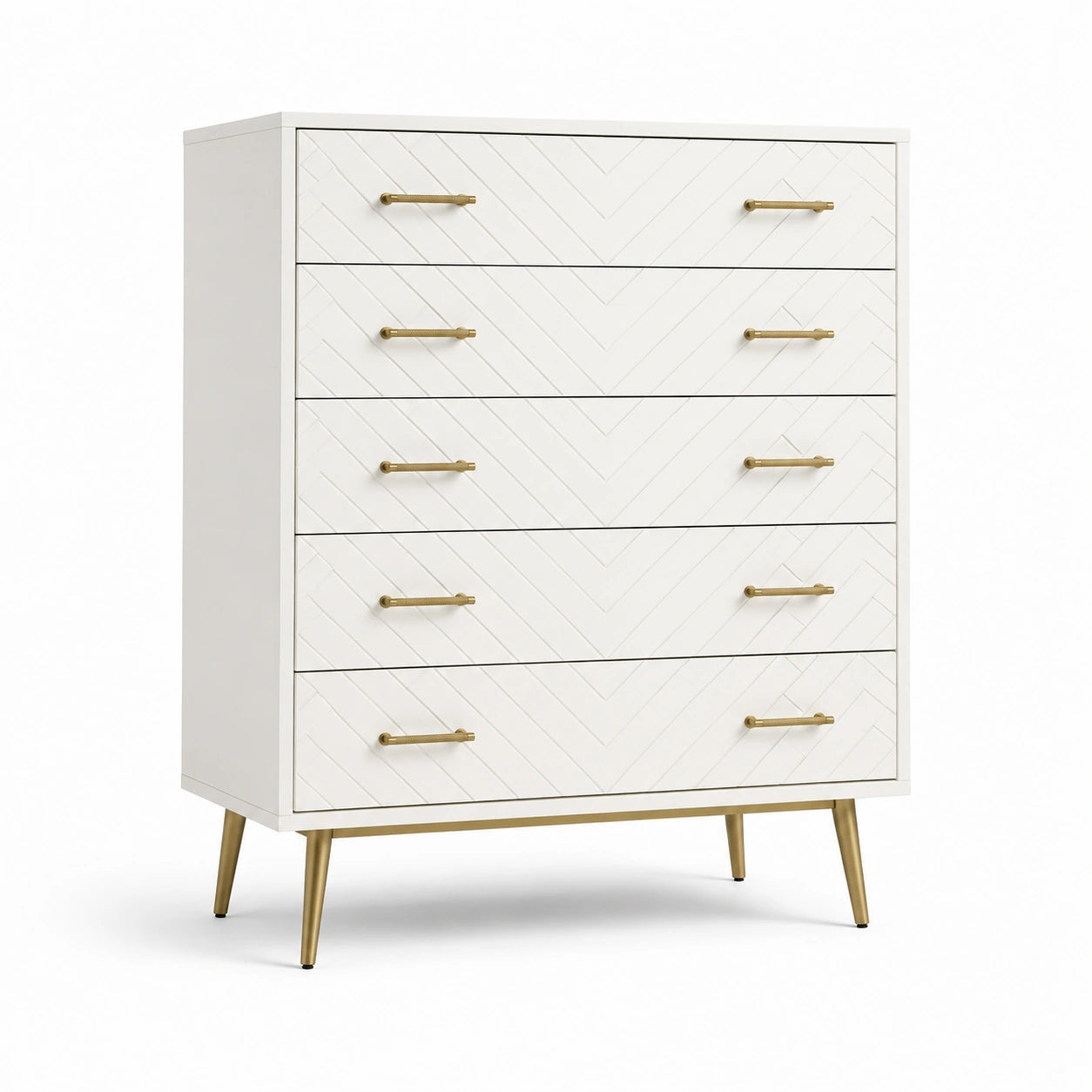Commode en bois avec poignées en métal doré - Blanc
