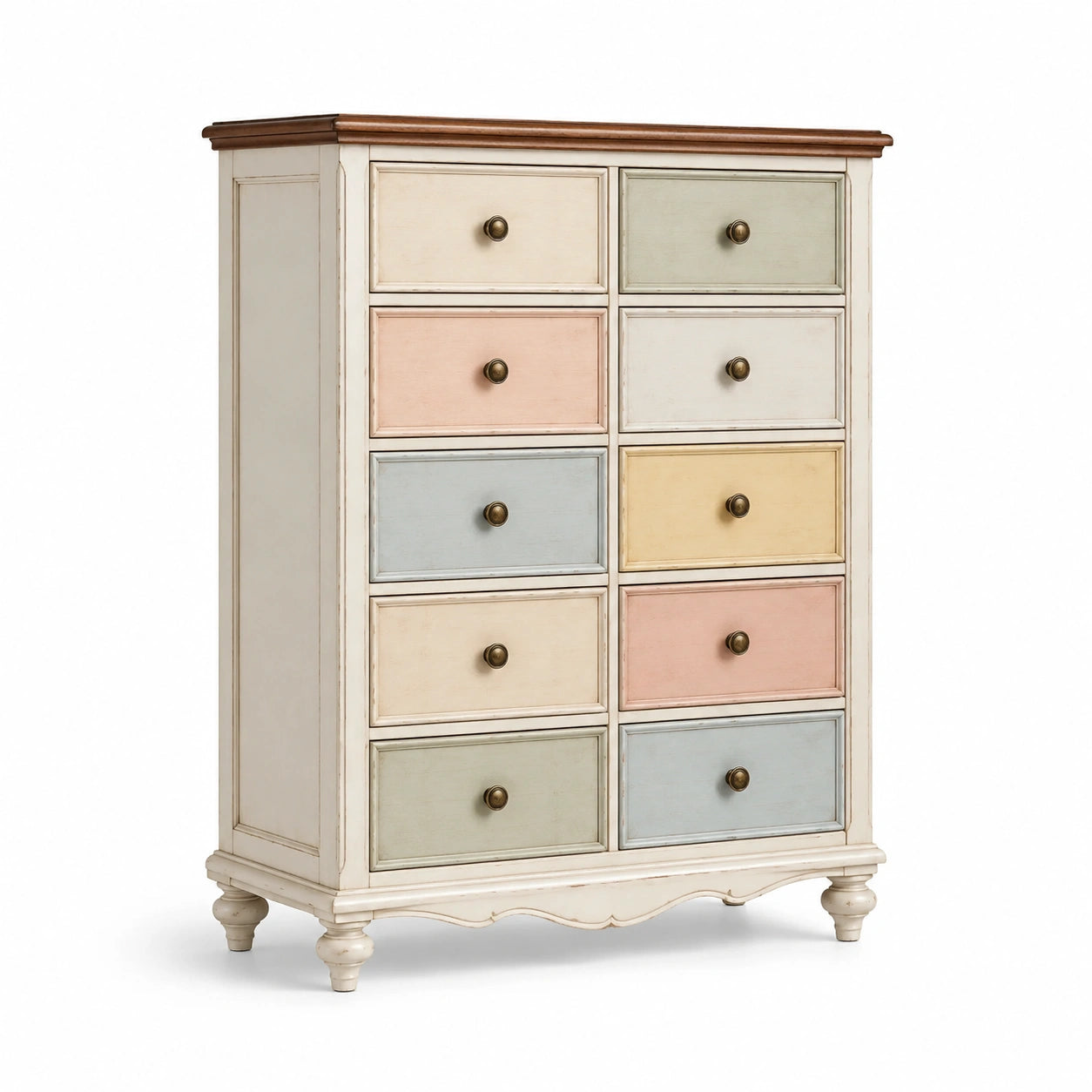 Commode à 12 tiroirs en bois de pin et bois MDF multicolore