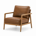 Fauteuil en cuir véritable avec structure en chêne