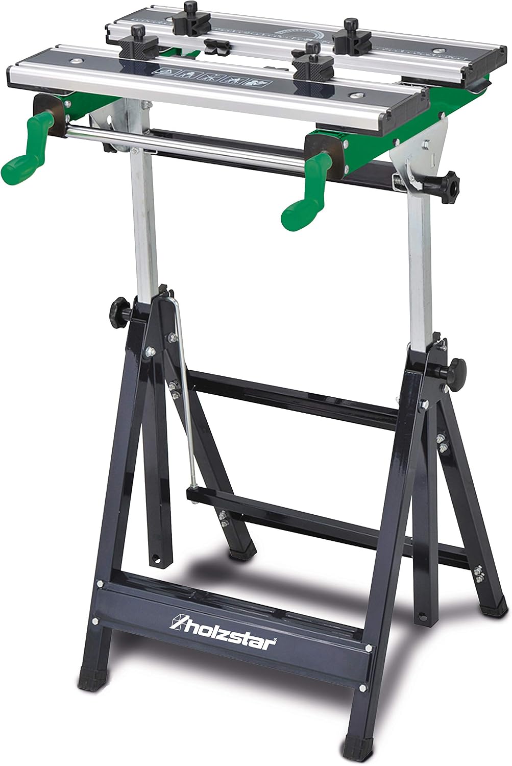 Holzkraft, Établi, Stürmer 5900010 SWT 100 Table de travail inclinable et réglable en hauteur avec mâchoires, Noir/Vert/Argent