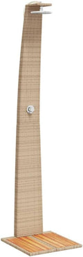 Douche de jardin, Meuble de Jardin avec Poignée Rotative, Beige Résine Tressée Bois Acacia – vidaXL
