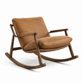 Fauteuil à bascule en bois et tissu de polyester beige