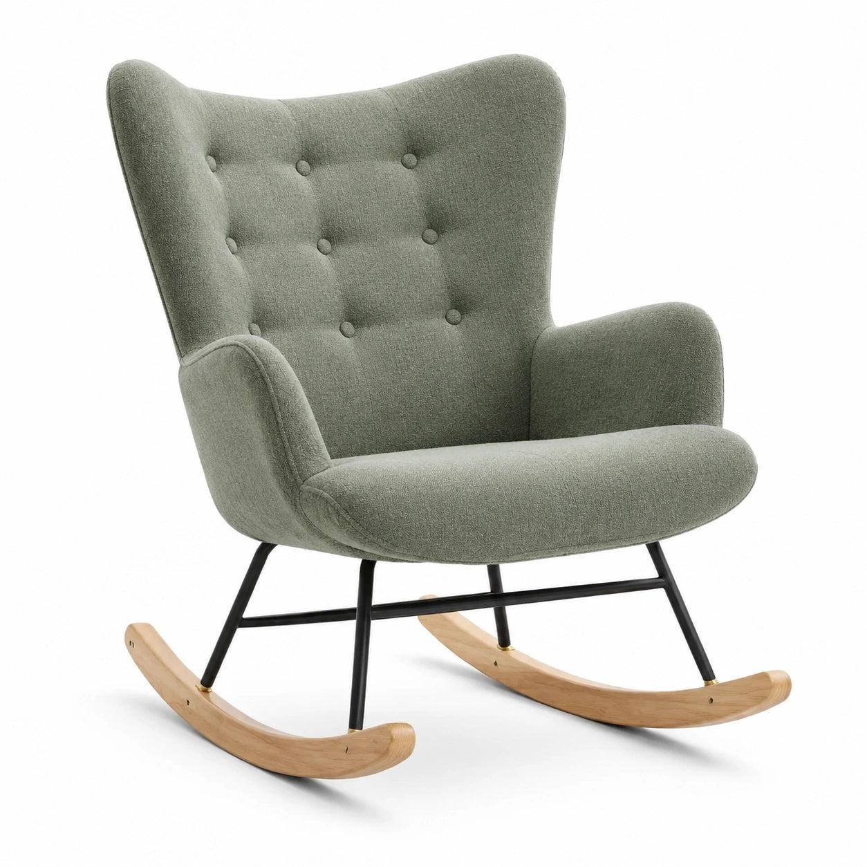 Chaise à bascule en tissu et métal vert