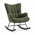 Chaise à bascule en bois avec assise en corde polyester beige naturel