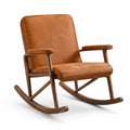 Fauteuil à bascule en bois et tissu beige