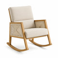Rocking Chair en Bois et Tissu Beige