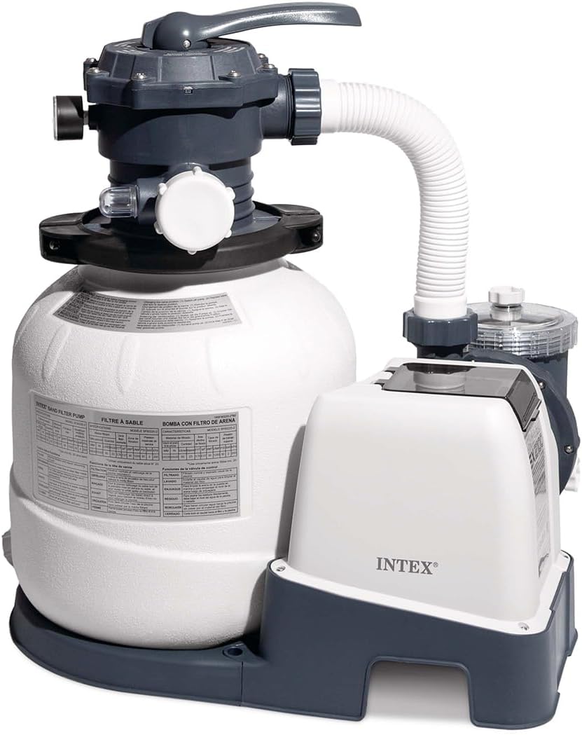 SX2100 Plus Pompe de filtre à sable, 220-240 V – Intex, Blanc/Gris, 26656, débit de la pompe: 7, 9 m3/hr