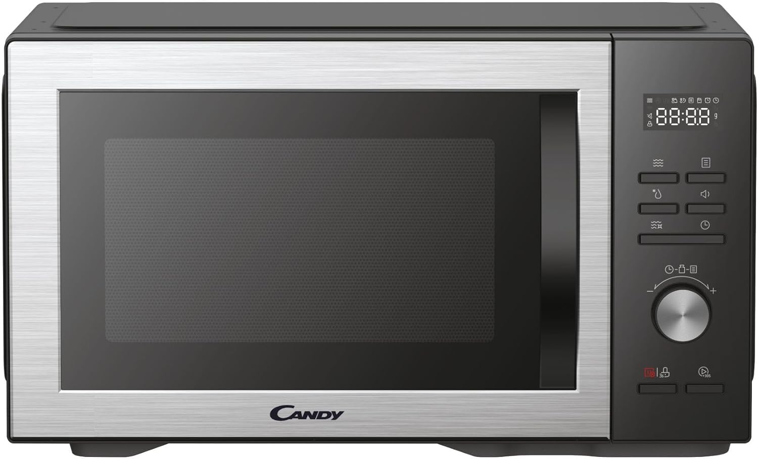 Four micro-ondes, 5 Niveaux de Puissance, Cavité Inox – CANDY, Noir/Argent, 8 Menus Auto, Noir, Plateau Tournant, Cuisson Express