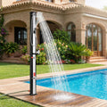 LIFERUN 4PCS, avec Pommeau de Douche, 4PCS Clous de Terre, Douche de Jardin Solaire, Noir, Eau Chaude jusqu'à 60 °C