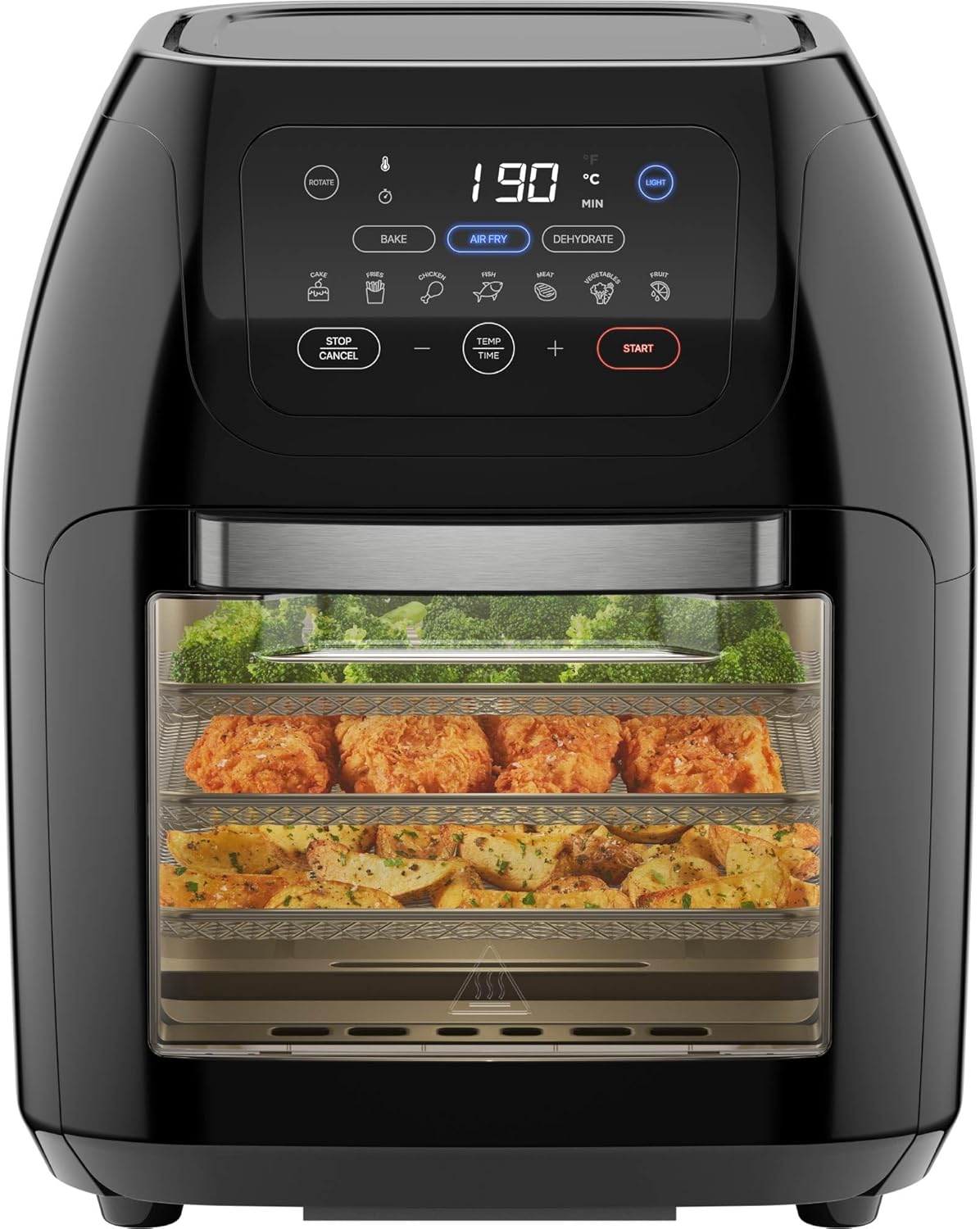 Mini four, 17 Touch Screen Presets Fry – Chefman, Noir, XL 10L Family Size, Dehydrator, Convection Oven, Roast, Dehydrate, Bake