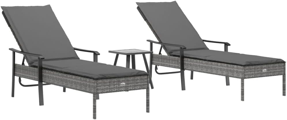 vidaXL, Bain de Soleil, Chaise Longue avec Coussin, Lit de Bronzage Rembourré Jardin Terrasse, Fauteuil avec Dossier Réglable