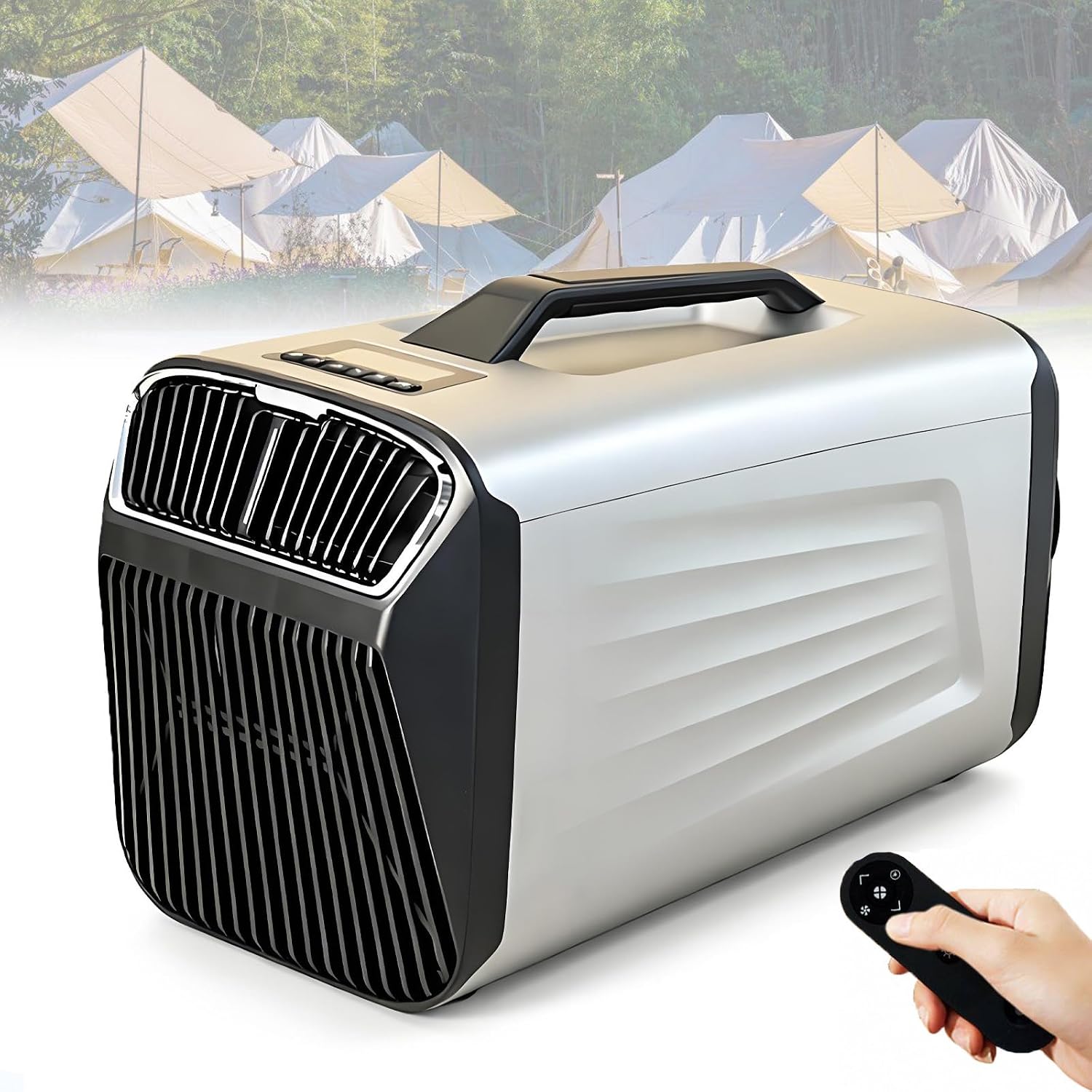 NYANS 220V- Climatiseur Portable pour Tente, 5200 BTU, Petits Entrepôts Et Abris pour Animaux 12V/220V-Silver, Argent/Noir, Véhicules, Vans