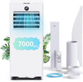 TOIOVCU 000BTU Climatiseur Mobile 7 000BTU, Minuterie 24h, Climatiseur Portable Silencieux avec Kit Fenêtre et Télécommande, Blanc