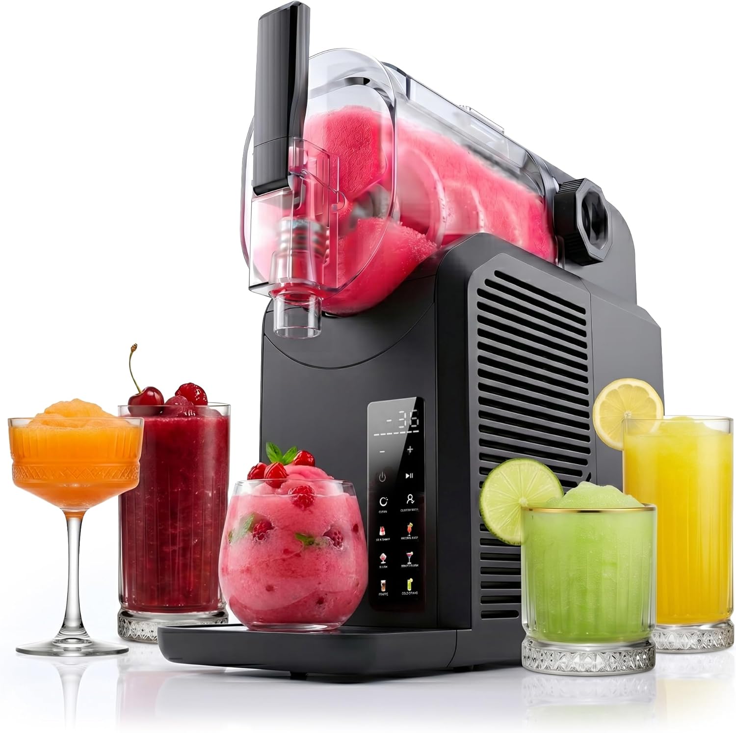 SEEGER SLFR1BK SuperSlush Machine a Granita, 7-in-1 Slush Machine, Capacité 2L, 7 Programmes Prédéfinis, SLFR1BK, Noir, Granités, Cocktails