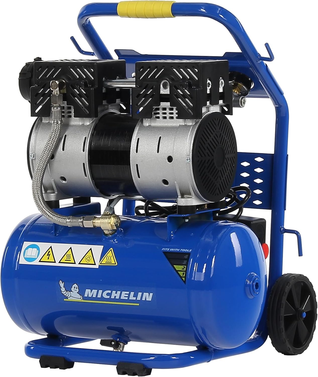 Compresseur d'air, Niveau Sonore 58 dB LpA, Compresseur d'Air Sans Huile – MICHELIN, Bleu/Argent, Pression Maximale 8 Bar