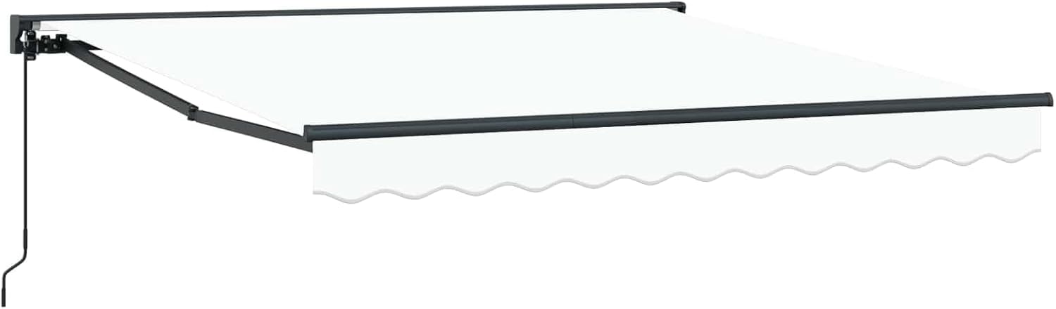 Mhdvray, Voile d'ombrage, Auvent Extérieur avec Toile en Polyester Blanc et Cadre en Aluminium Noir, Blanc/Noir, Jardin et Balcon