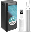 SereneLife Climatiseur Mobile 7000 BTU 2, 05 kW, Compact avec Télécommande et Kit Fenêtre Noir, Noir/Blanc