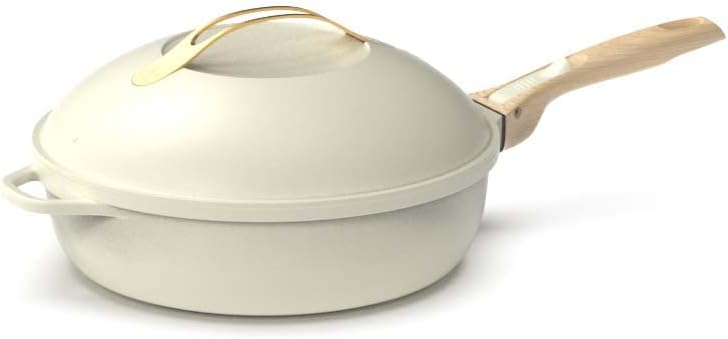 COOKUT, casserole, Avec 2 poignées amovibles, La Fabuleuse poêle 8 en 1, spatule en bois, Un seul ustensile qui remplace poêle, sauteuse
