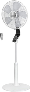 Rowenta VU5690F0 Turbo Silence Extreme Ventilateur sur pied, Télécommande VU5690F0, Blanc/Noir/Acier, Timer 12h, Blanc et Métallisé, Puissant