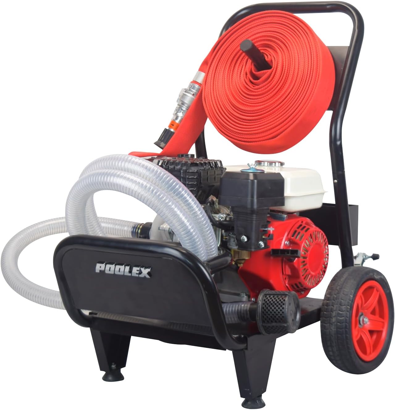 Moto pompe de défense départ incendie de forêt Poolex, Capacité 16m3/h – POOLEX, Noir/Rouge/Blanc, Autonomie 4h, Distance tuyau 25m, Bar Pression 7